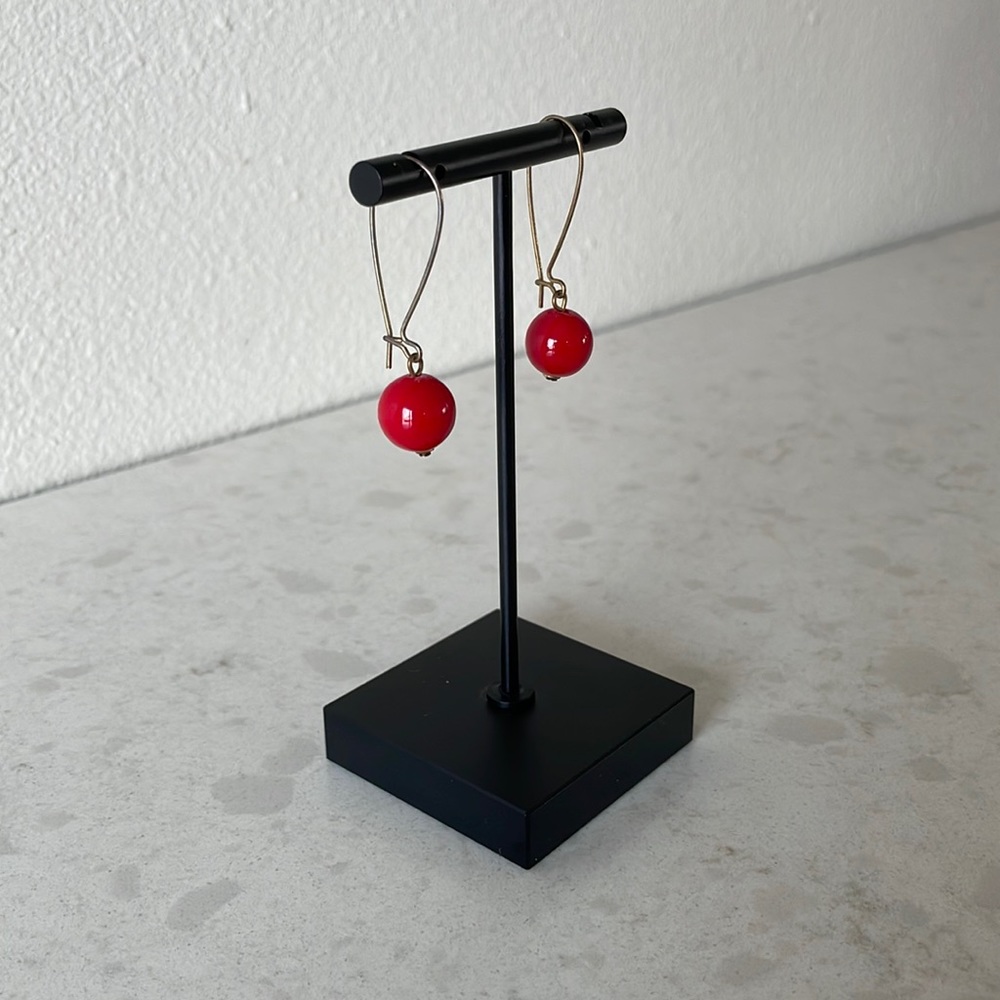 Red and Gold Dangle Earrings